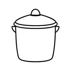 Simple Outline Drawing Of A Cooking Pot With Lid For Culinary Projects