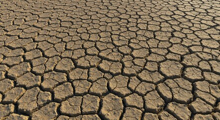 Dry cracked earth ground texture in arid desert landscape surface