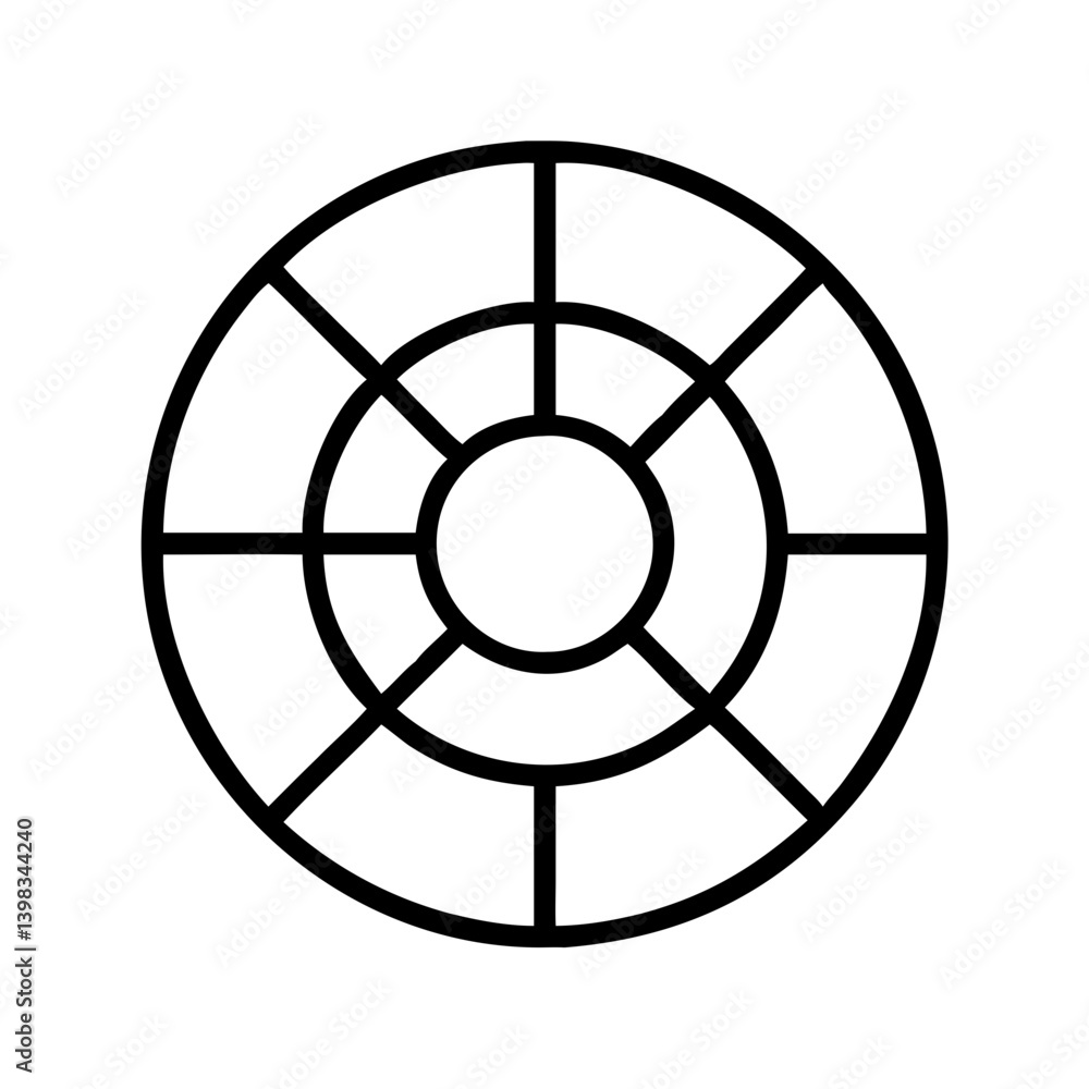 Poster vector graphic of circular target with segments for design and creative projects outline style