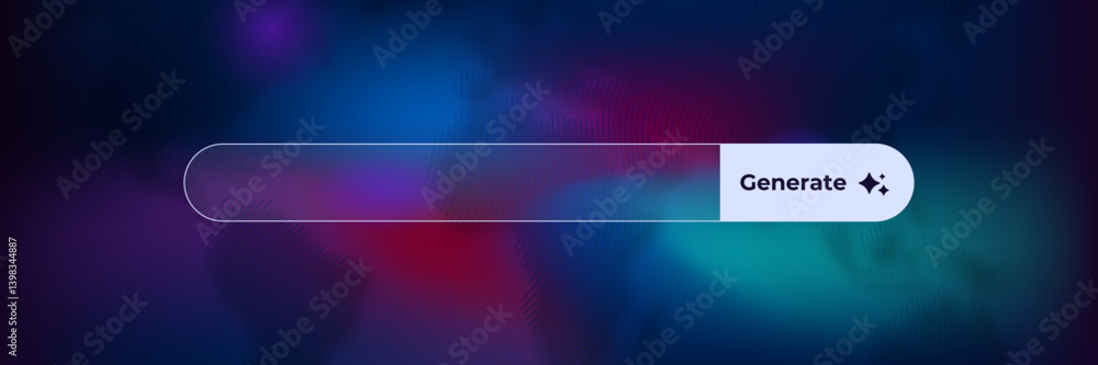 Aufkleber ai interface showcasing a digital progress bar and generate button in a modern, futuristic style.