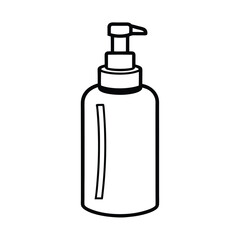 Fototapeta premium Black Outline Illustration Of A Pump Bottle Suitable For Soap Or Lotion