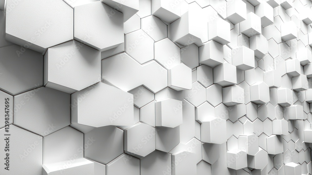 Poster abstract white hexagonal pattern: a 3d geometric design