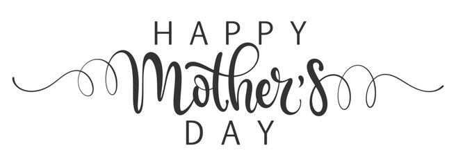 Happy Mother's Day elegant hand written lettering . Modern calligraphy isolated on transparent background. Black ink inscription. Vector typography composition for greeting card or poster design