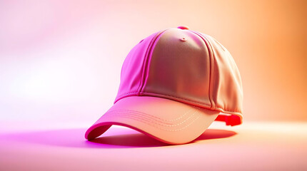 Fototapeta premium Orange Cap Mockup on Solid Background – Bright and Bold Hat Design for Branding