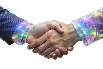 handshake between two men and women