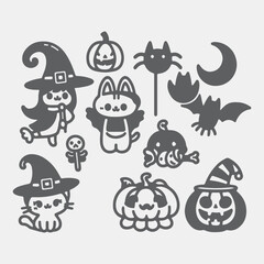 halloween icons set