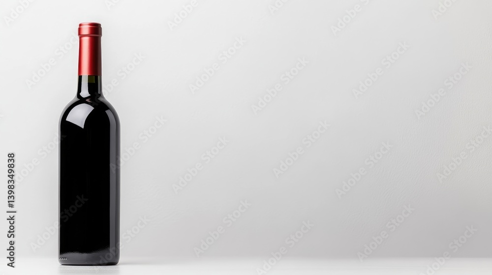 Poster red wine bottle minimalist style high-resolution studio lighting profile single shot clean label des