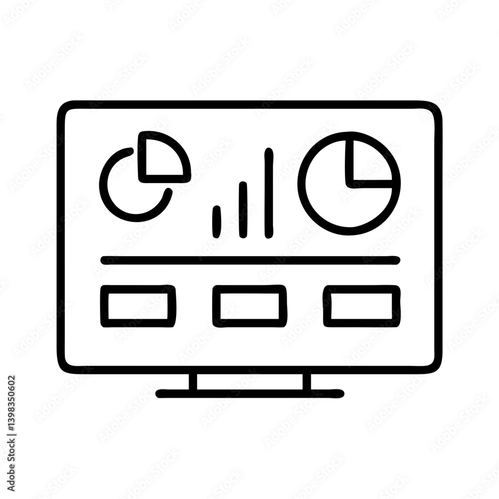 Poster data dashboard on computer screen showing charts and graphs for business intelligence view