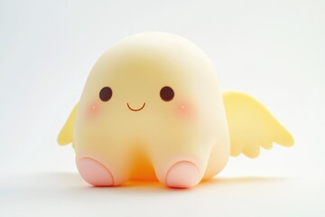 Adorable yellow creature with wings, cute cartoonish features, and a happy expression.