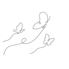 Minimalist Line Art of Butterflies with Editable Stroke
