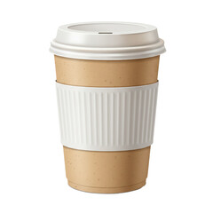 Hot drink paper cup with mockup sleeve vector isolated on white background 