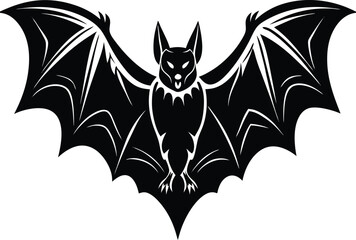 Bat Silhouette Black Vector | Animal, Nature & Halloween Line Art