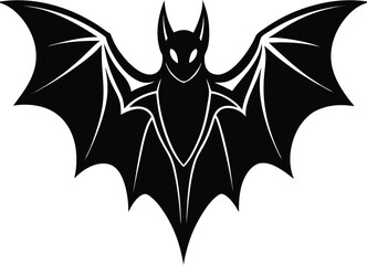 Bat Silhouette Black Vector | Animal, Nature & Halloween Line Art