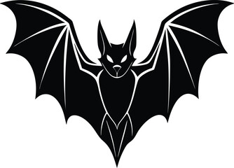 Bat Silhouette Black Vector | Animal, Nature & Halloween Line Art