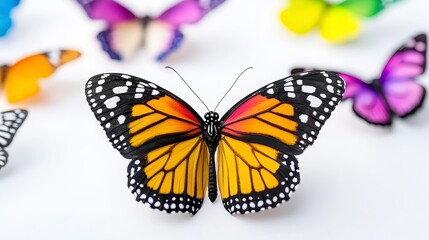 Fototapeta premium Close Up of a Vibrant Orange Butterfly on White Background