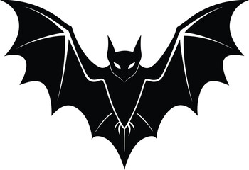 Bat Silhouette Black Vector | Animal, Nature & Halloween Line Art