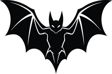 Bat Silhouette Black Vector | Animal, Nature & Halloween Line Art