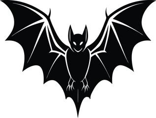 Bat Silhouette Black Vector | Animal, Nature & Halloween Line Art