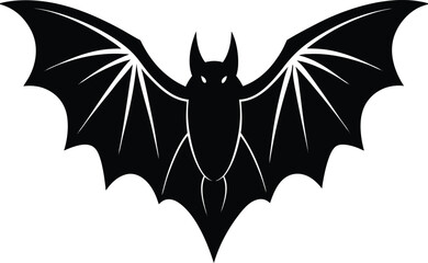 Bat Silhouette Black Vector | Animal, Nature & Halloween Line Art
