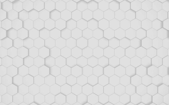 Abstract Hexagon Geometric Surface Loop 1A: light bright clean minimal hexagonal grid pattern, random waving motion background canvas in pure wall architectural white. Seamless loop 4K UHD FullHD.