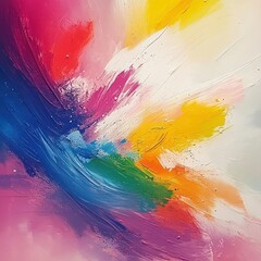 Vibrant abstract painting with bold, expressive brushstrokes and a spectrum of colors
