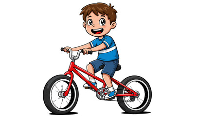 Naklejka premium A boy riding a bicycle cartoon character isolated on white background 