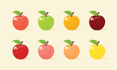 apple set flat vector illustration.