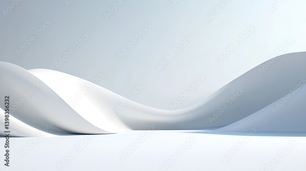 Aufkleber elegant white wave patterns minimalist art studio setting soft light abstract composition