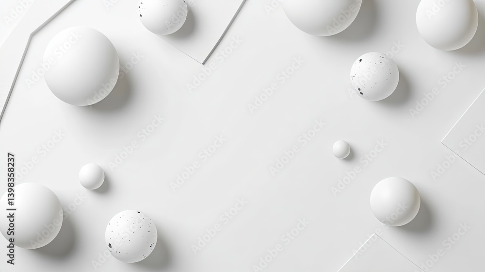 Poster artistic display of white geometric shapes studio abstract design minimalist environment top-down vi