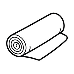 Rolled Up Yoga Mat Illustration In Black And White Minimalist Line Art