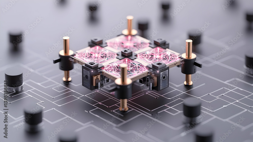 Poster complex microchip design on circuit board