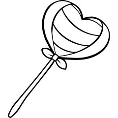 Outline Heart Lollipop Sketch