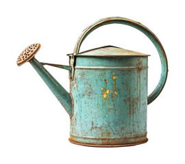 Watering plants effectively vintage watering can garden natural light. Isolated on transparent background, png.