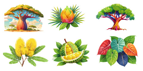 Obraz premium Set of exotic plants.