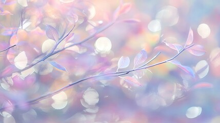 Fototapeta premium Delicate Pastel Leaves Softly Illuminated Background