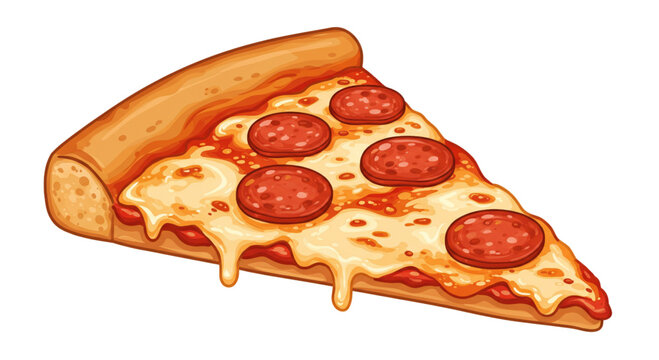 delicious slice of pepperoni pizza vector illustration isolated on white background 