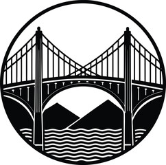 Bridge Silhouette Vector | Architecture, Landmark & Structure Line Art