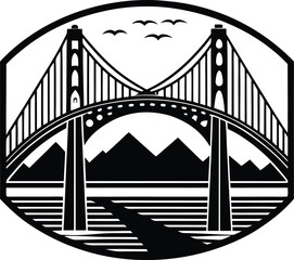Bridge Silhouette Vector | Architecture, Landmark & Structure Line Art