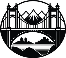 Bridge Silhouette Vector | Architecture, Landmark & Structure Line Art