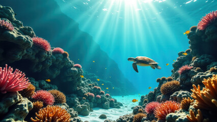 Obraz premium Turtle swimming in the ocean
