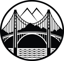 Bridge Silhouette Vector | Architecture, Landmark & Structure Line Art