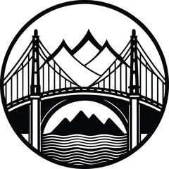 Bridge Silhouette Vector | Architecture, Landmark & Structure Line Art