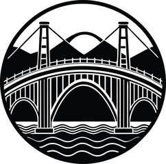 Bridge Silhouette Vector | Architecture, Landmark & Structure Line Art