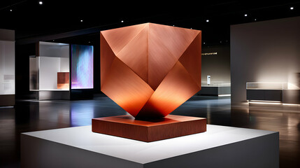 Copper Geometric Sculpture in Modern Gallery Setting