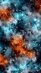 Cosmic Nebula with Blue and Orange Glowing Stars