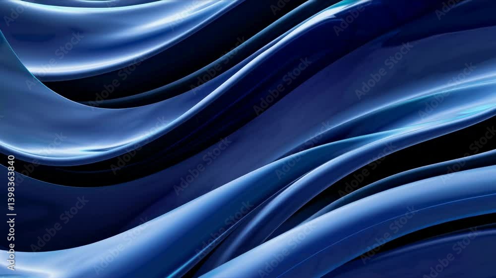Poster abstract video featuring smooth, flowing blue waves. the close-up angle emphasizes the glossy textur