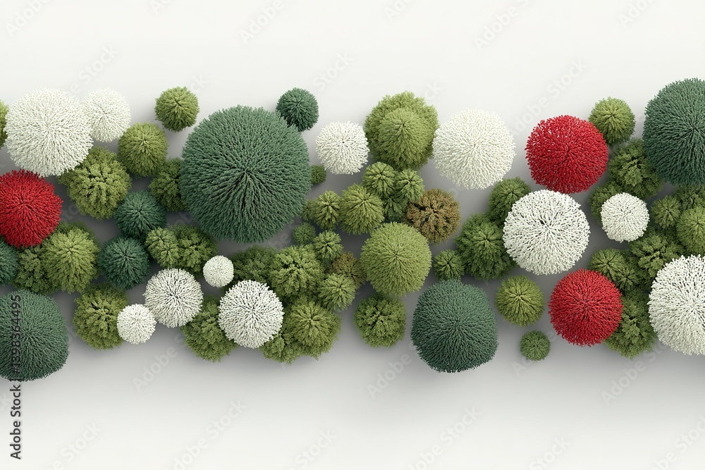 Poster colorful assortment of spherical objects arranged artistically on a neutral background