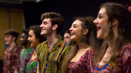 Students Performing on Stage in a Theatre, Vibrant and Happy