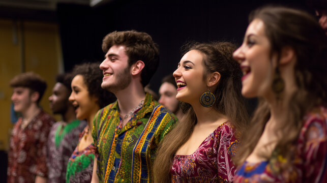 Students Performing on Stage in a Theatre, Vibrant and Happy