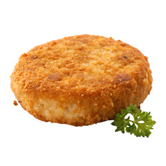 Fried patty isolated on white background.